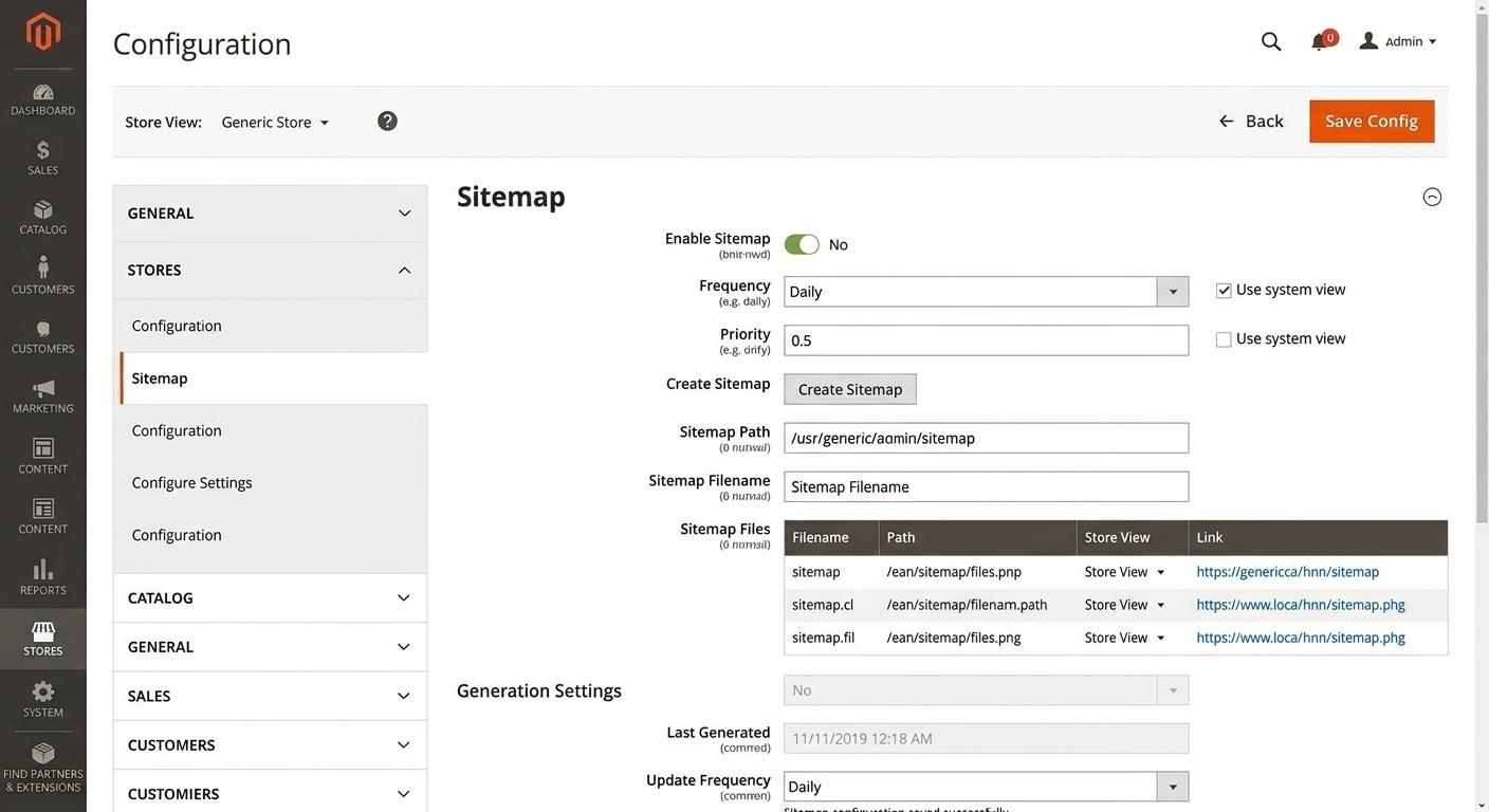 Magento 2 sitemap setup